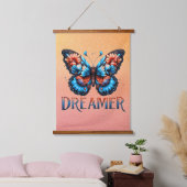 Dreamer Floral Butterfly Tapestry Wandteppich Mit Holzrahmen (Schlafzimmer)