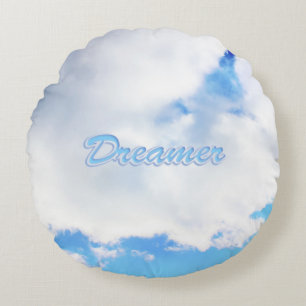 Dreamer Puffy weiße Wolken und Blue Sky Rundes Kissen