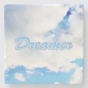 Dreamer Puffy weiße Wolken und Blue Sky Steinuntersetzer
