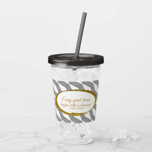 Dreamer Quote Back Monogram Front Custom Acryltrinkbecher (Rückseite Ice)