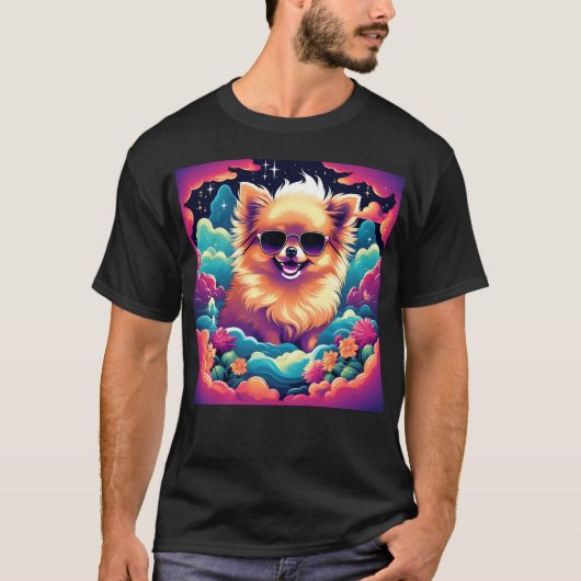 Dreamer Spitz mit Sonnenbrille T-Shirt (Vorderseite)