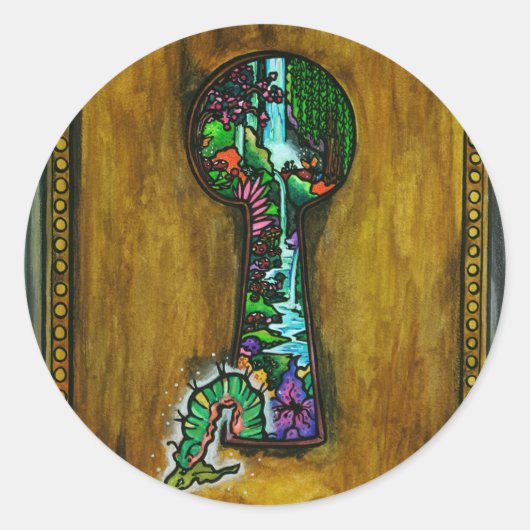 "Dreamer's Door" Fantasy Butterfly Keyhole Art Runder Aufkleber (Vorderseite)