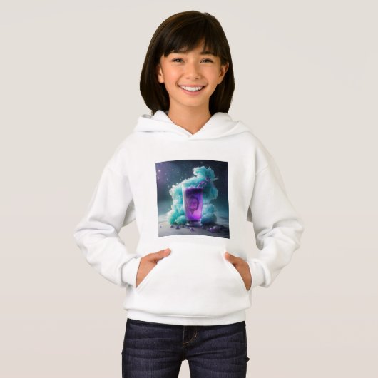 "Dreamer's Elixir: Fotorealistisches Lila Schlafen Hoodie (Vorne ganz)