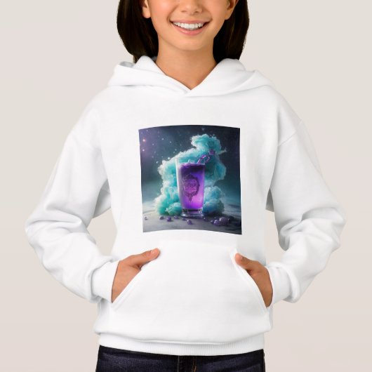 "Dreamer's Elixir: Fotorealistisches Lila Schlafen Hoodie (Vorderseite)