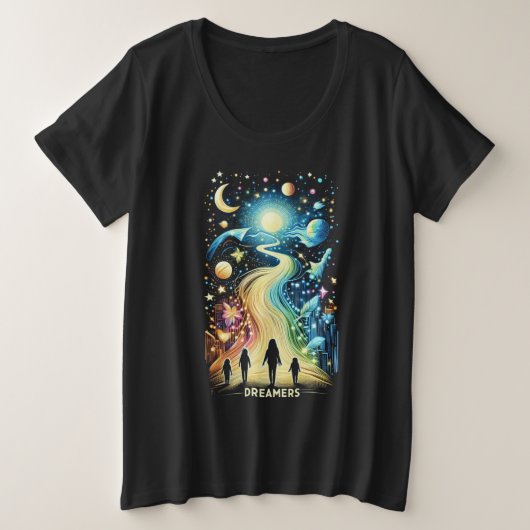 Dreamers Light Paths Große Größe T-Shirt (Design vorne)