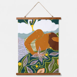 Dreamer's Swan Clouds Wandteppich Mit Holzrahmen