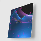 Dreames Lila und blaues Sweep-Fraktal Quadratische Wanduhr (Winkel)