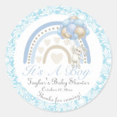 Dreaming Blue Es ist eine Baby-Dusche Runder Aufkleber (Vorderseite)