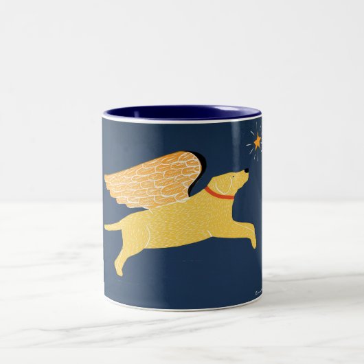 Dreaming - Blue Tasse-Stephen Huneck Zweifarbige Tasse (Mittel)