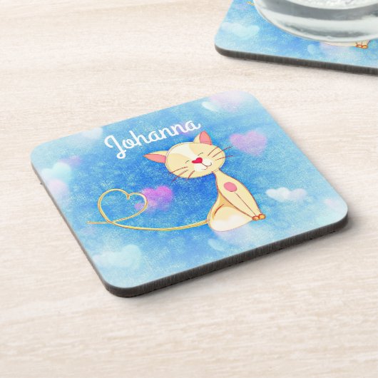 Dreaming Cat Getränkeuntersetzer (Linke Seite)