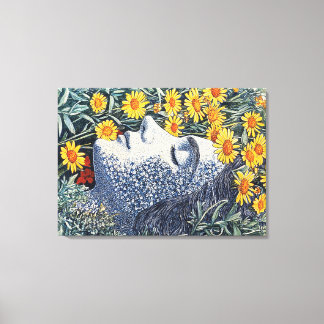 Dreaming Frauenfokus aus Blume im Detail Print Leinwanddruck