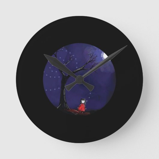 Dreaming Girl Clock Runde Wanduhr (Vorderseite)