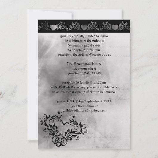 Dreaming Hearts Gothic Wedding Einladung (Vorderseite)