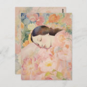 Dreaming in Bloom – Watercolor Sleeping Woman Postkarte (Vorne/Hinten)