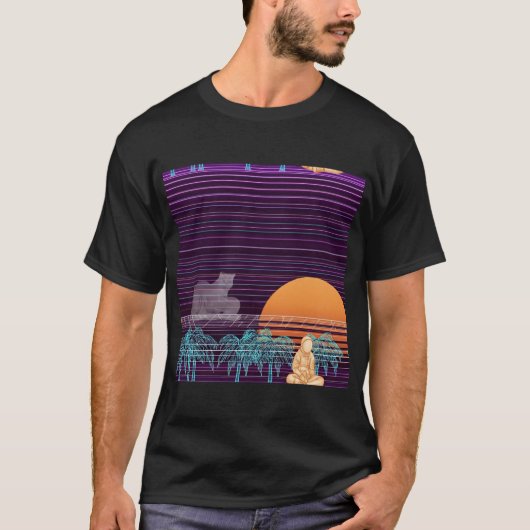 Dreaming in Neon: Cat and Astronaut T-Shirt (Vorderseite)