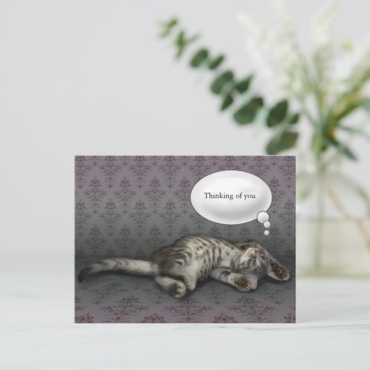 Dreaming Kitty, anpassbare Textkarte Postkarte (Stehend Vorderseite)