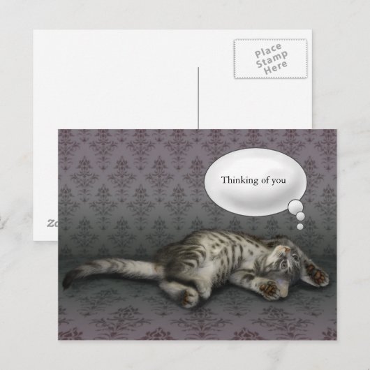 Dreaming Kitty, anpassbare Textkarte Postkarte (Vorne/Hinten)