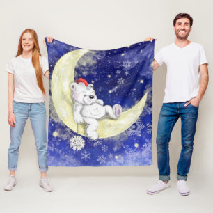 Dreaming Little Christmas Bear Fleece Blanket