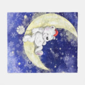 Dreaming Little Christmas Bear Fleece Blanket (Vorderseite (Horizontal))