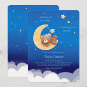 Dreaming New Arrival Teddy Bear Moon Einladung (Vorne/Hinten)