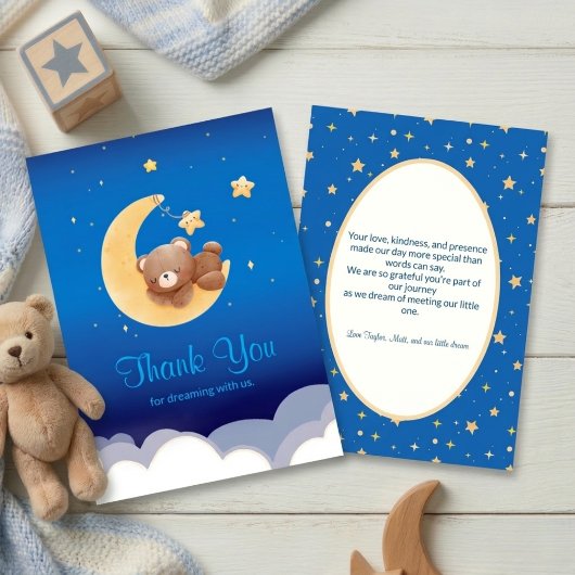 Dreaming New Arrival Teddy Bear Moon Thank You Dankeskarte