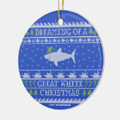 Dreaming of a Great White Xmas Blue Ugly Sweater Keramik Ornament (Links)