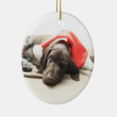 Dreaming of Santa - German Shorthair Puppy Keramikornament (Rechts)