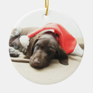 Dreaming of Santa - German Shorthair Puppy Keramikornament