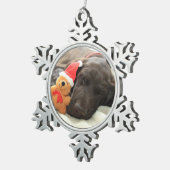 Dreaming of Santa - German Shorthair Puppy Schneeflocken Zinn-Ornament (Rechts)