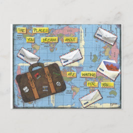Dreaming of Travel - Mixed Media Artwork Postkarte
