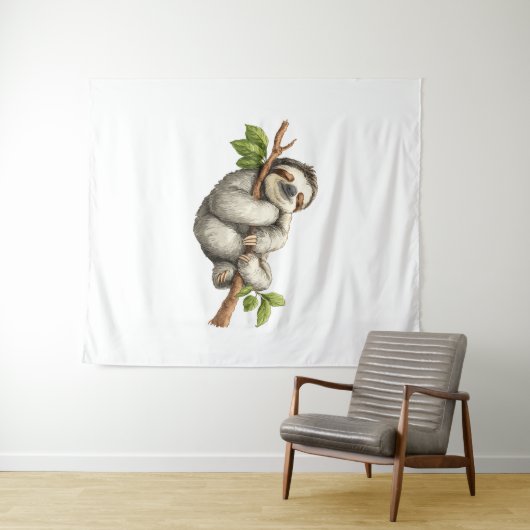 Dreaming Sloth on a Branch Wandteppich (Beispiel (Horizontal))