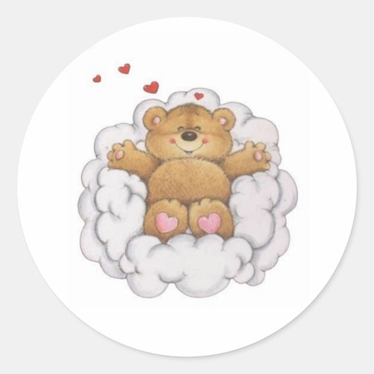 Dreaming Teddy Runder Aufkleber (Vorderseite)
