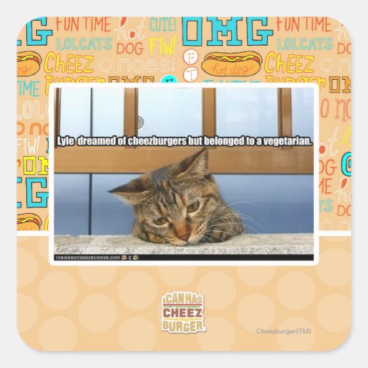 Dreaming von Käseburgern Quadratischer Aufkleber (Vorderseite)