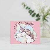 Dreaming Whimsical Unicorn Postkarte (Stehend Vorderseite)