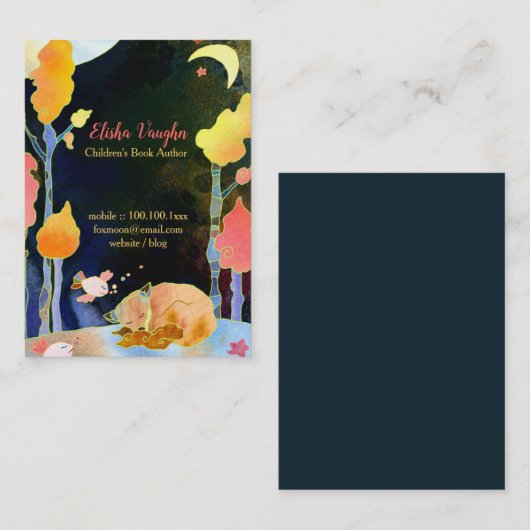 Dreaming Woodland Fox Illustration Visitenkarte (Vorne/Hinten)