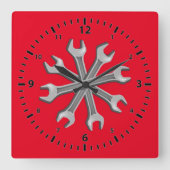 Dreaming Wrenches Quadratische Wanduhr (Vorderseite)