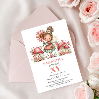 Dreamland Fairy 5. Geburtstag Blassrosa Einladung