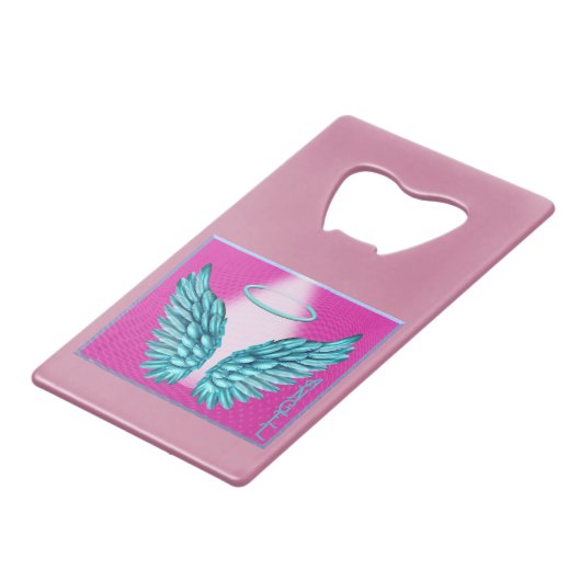 "Dreamlike Angelic Wings and Halo" Geldbeutel Flaschenöffner (Vorderseite Schrägansicht)