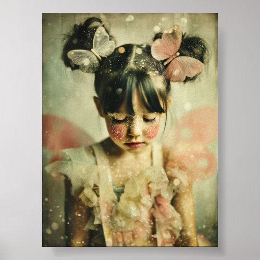Dreamlike Children Portrait | Butterfly Whisper Poster (Vorne)