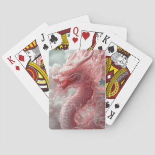 Dreamlike Pink Dragon Under Clouds Spielkarten