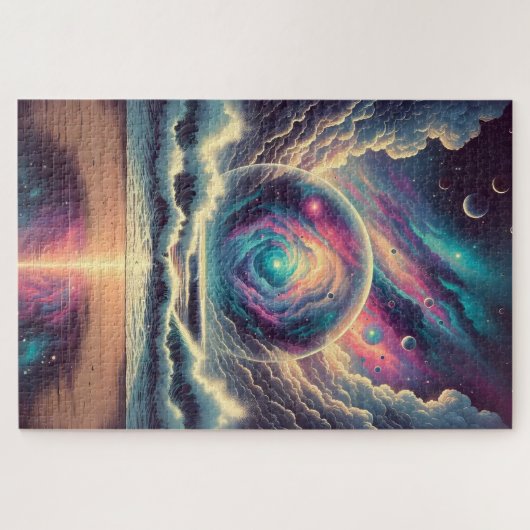 Dreamlike Psychedelic Celestial Stormy Sea Puzzle (Horizontal)