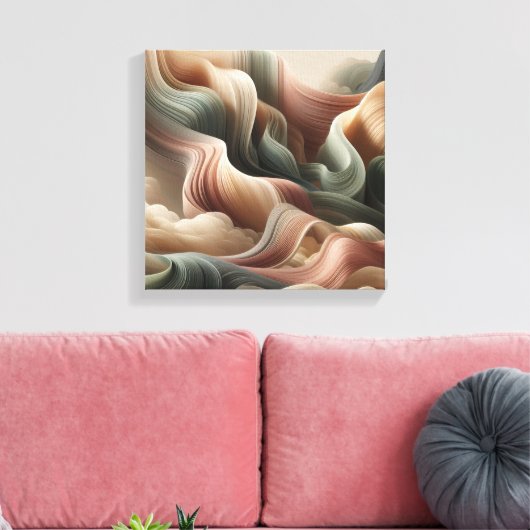 Dreamlike Ribbon Abstract Art in Earth Tones Leinwanddruck (Insitu (Wohnzimmer))