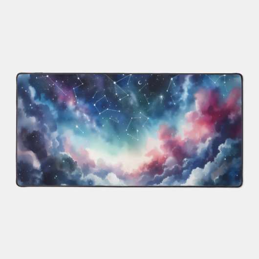 Dreamlike Watercolor Night Sky Desk Mat Schreibtischunterlage (Vorderseite)