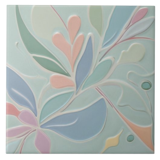 Dreamminze Abstrakte Blumenpracht Moderne Pastell  Fliese (Vorderseite)