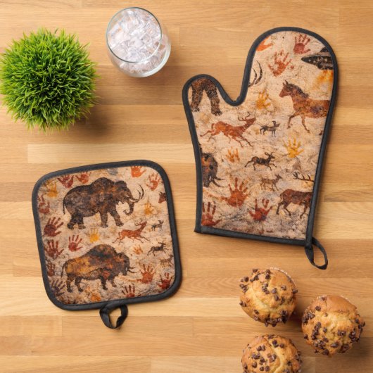 Dreams Cave art oven and potholder Ofenhandschuh & Topflappen-Set (Oben Unten)