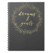 Dreams & Goals - Gold Script Typografy Notebook Notizblock (Vorderseite)