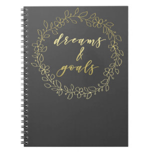 Dreams & Goals - Gold Script Typografy Notebook Notizblock