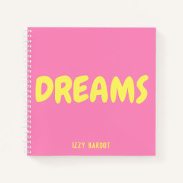 Dreams Hot Pink und Yellow Notebook mit Namen Notizblock