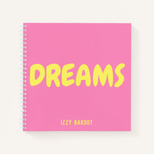 Dreams Hot Pink und Yellow Notebook mit Namen Notizblock