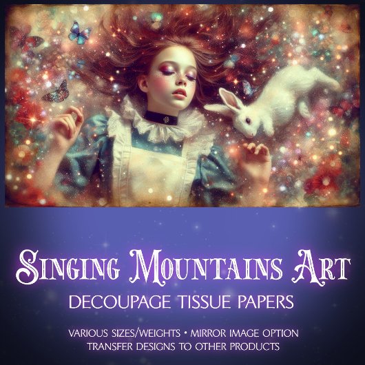 Dreams In Wonderland Alice Fantasy Art Decoupage Seidenpapier